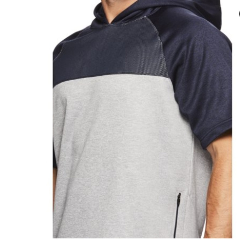 And1 Navy Blue Gray Short Sleeve Hoodie Shirt Top Size S M New Athleisure Men - Picture 2 of 3
